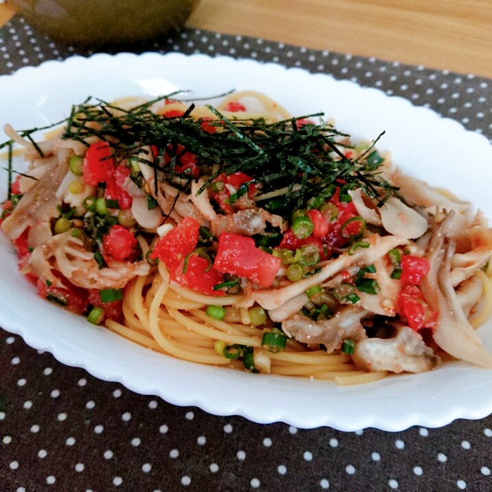 炒め不要!辛子明太子と舞茸のパスタ